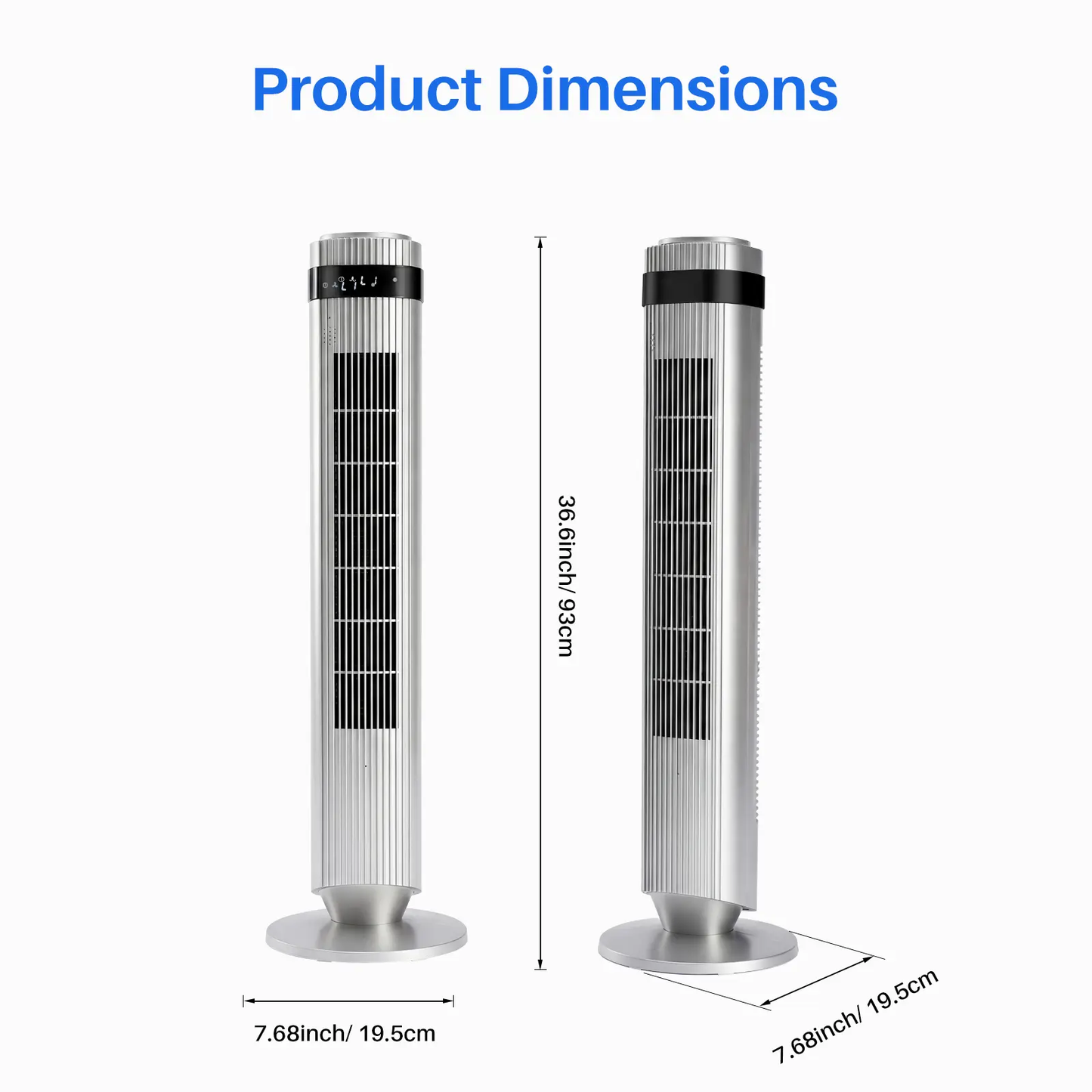 Tower Fan for Bedroom, 28dB Silent Standing Fan with 12H Timer, Smart Auto Mode, 64° Oscillating Bladeless Cooling Fan for Home Office