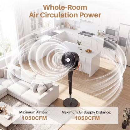 20dB Quiet Pedestal Fan with Remote, 15 Speeds, 5 Modes & LED Night Light