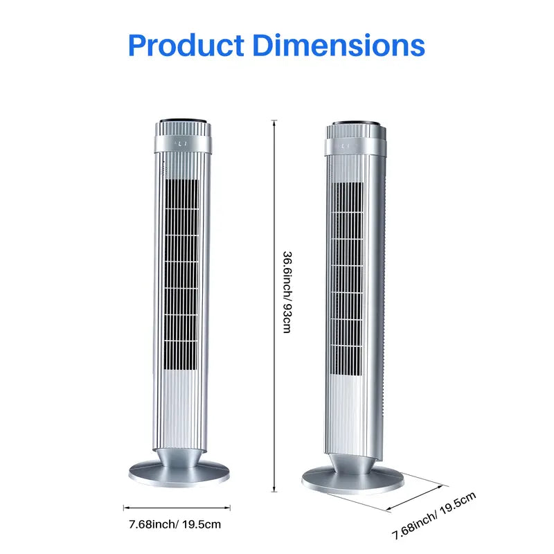 Tower Fan for Bedroom, 28dB Silent Standing Fan with 12H Timer, Smart Auto Mode, 64° Oscillating Bladeless Cooling Fan for Home Office