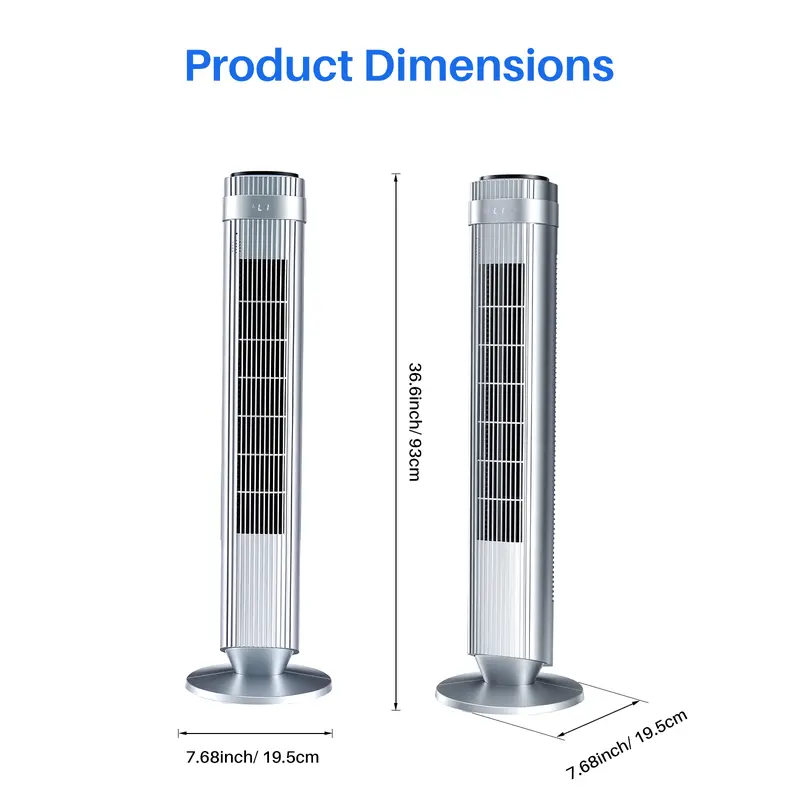 Tower Fan for Bedroom, 28dB Silent Standing Fan with 12H Timer, Smart Auto Mode, 64° Oscillating Bladeless Cooling Fan for Home Office