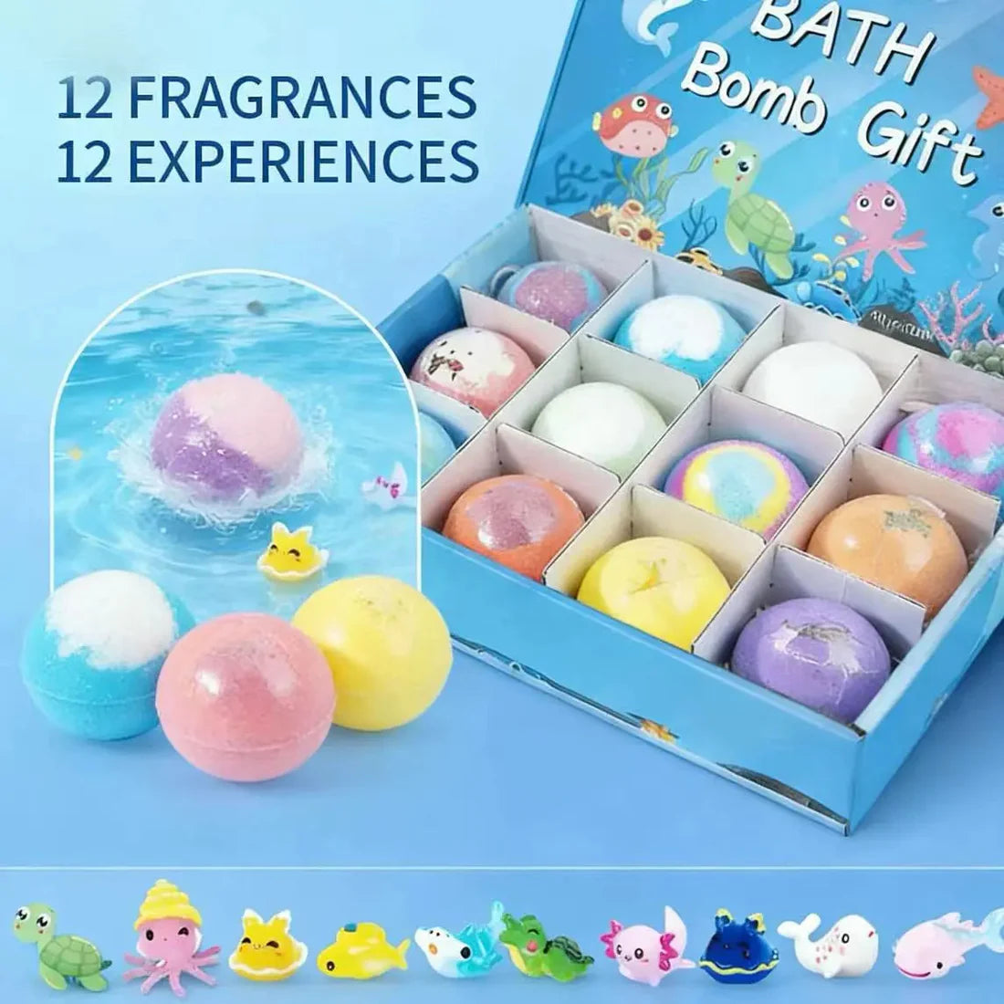 Kids Bath Bombs Set – 12 Pack with Hidden Toys | Fun & Gentle for Kids
