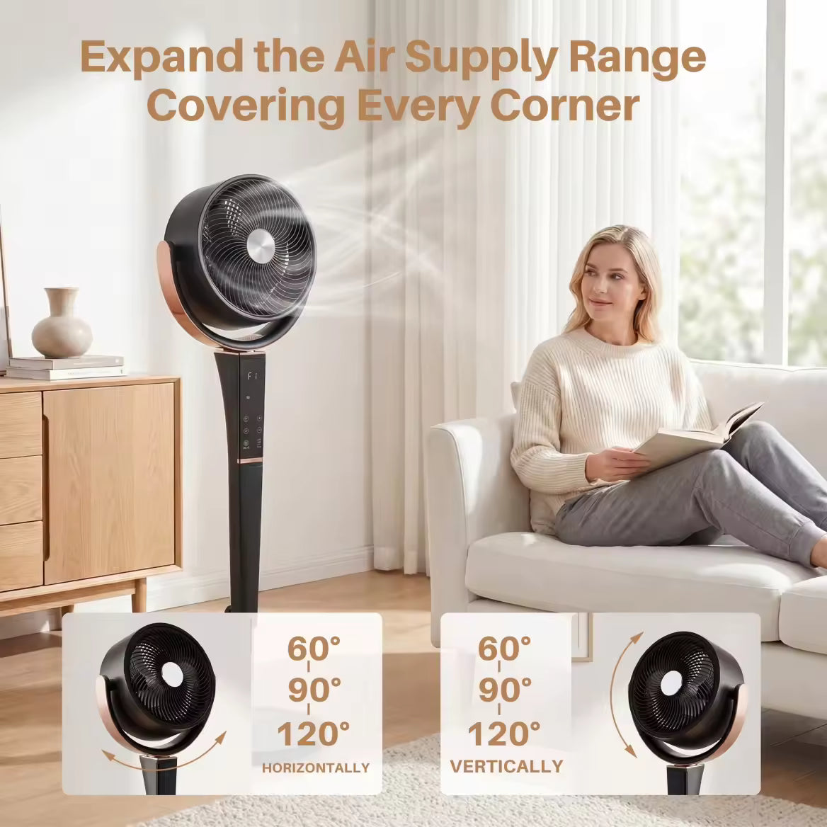 20dB Quiet Pedestal Fan with Remote, 15 Speeds, 5 Modes & LED Night Light