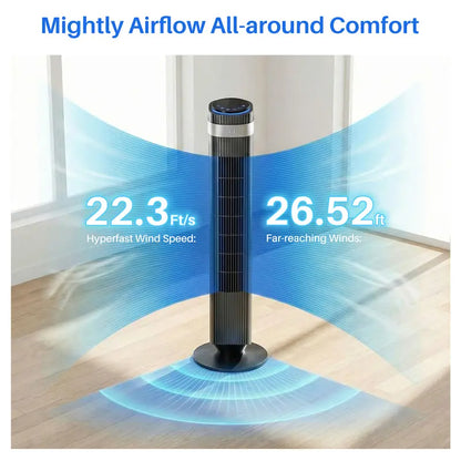 Tower Fan for Bedroom, 28dB Silent Standing Fan with 12H Timer, Smart Auto Mode, 64° Oscillating Bladeless Cooling Fan for Home Office