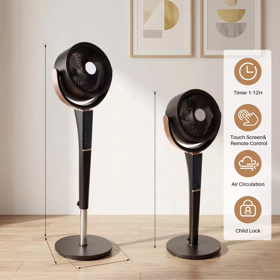20dB Quiet Pedestal Fan with Remote, 15 Speeds, 5 Modes & LED Night Light