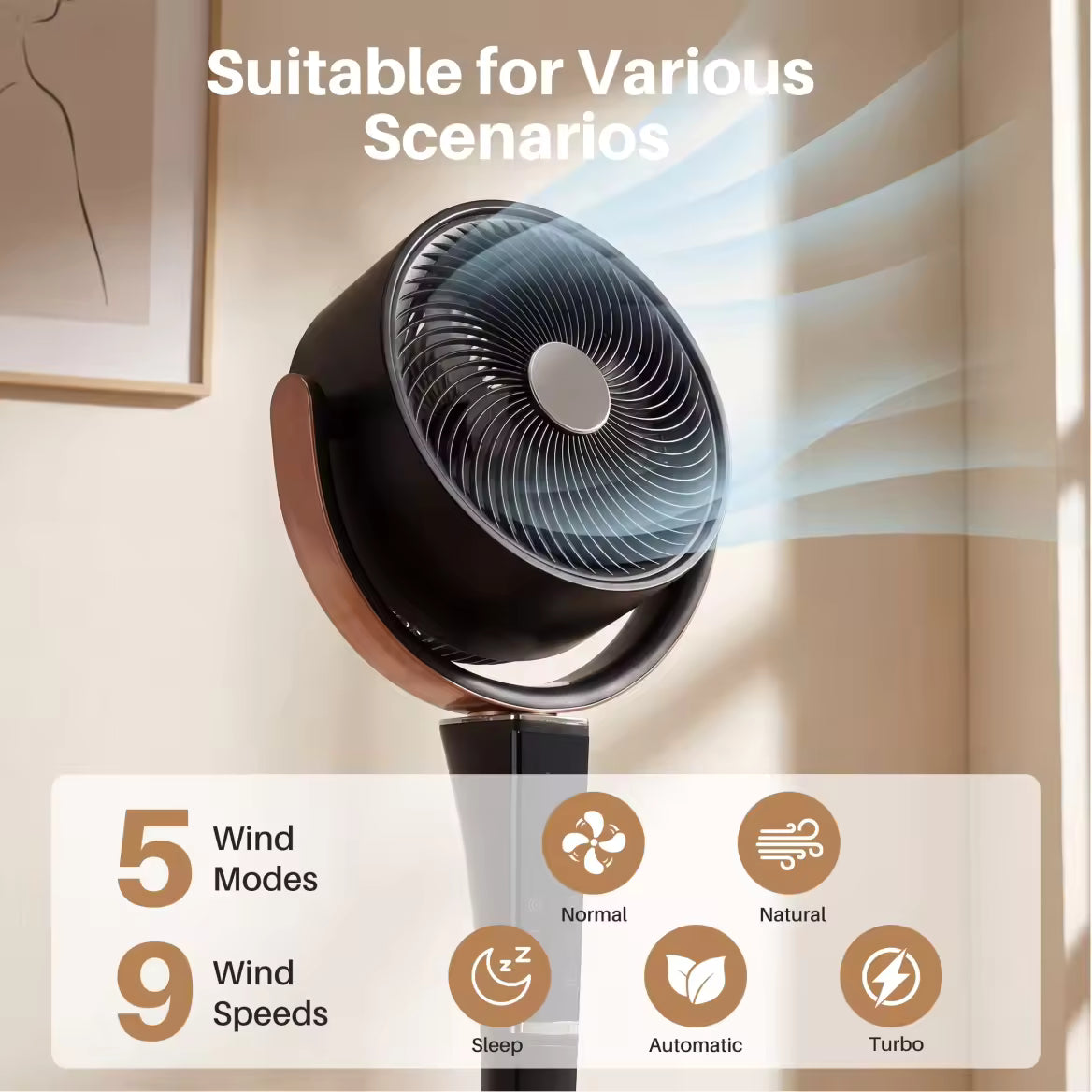 20dB Quiet Pedestal Fan with Remote, 15 Speeds, 5 Modes & LED Night Light